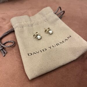 David Yurman pearl, diamond, silver earrings